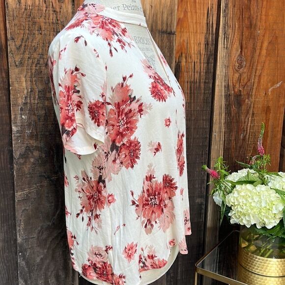 NORDSTOMS, LUSH IVORY-BURGANDY BLOUSE BNWT Size XS - Picture 4 of 7